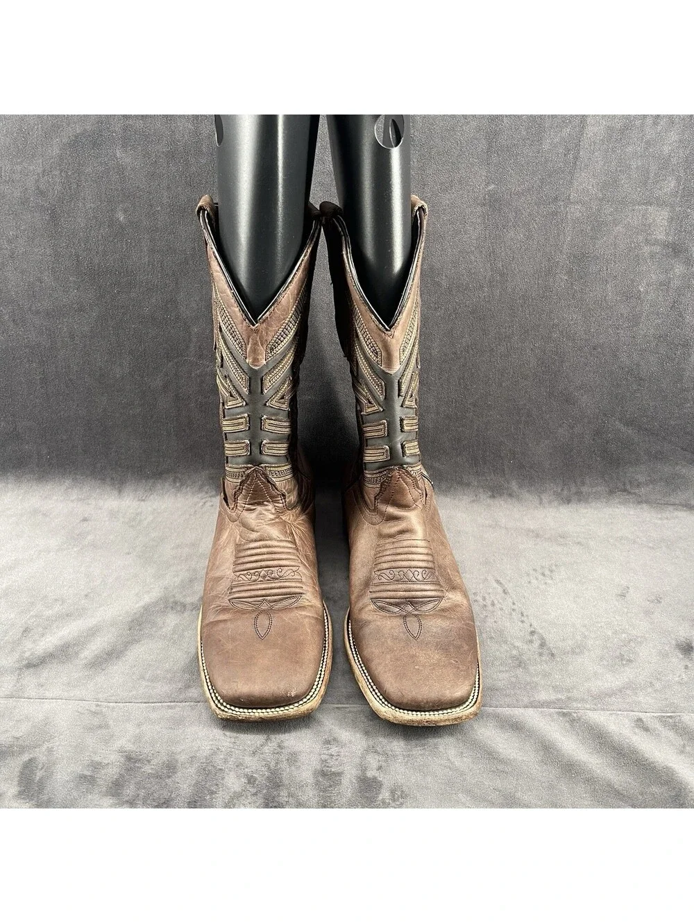 Texas Country Men’s Brown Leather Western Cowboy Boots USA Size 7 D Square Toe